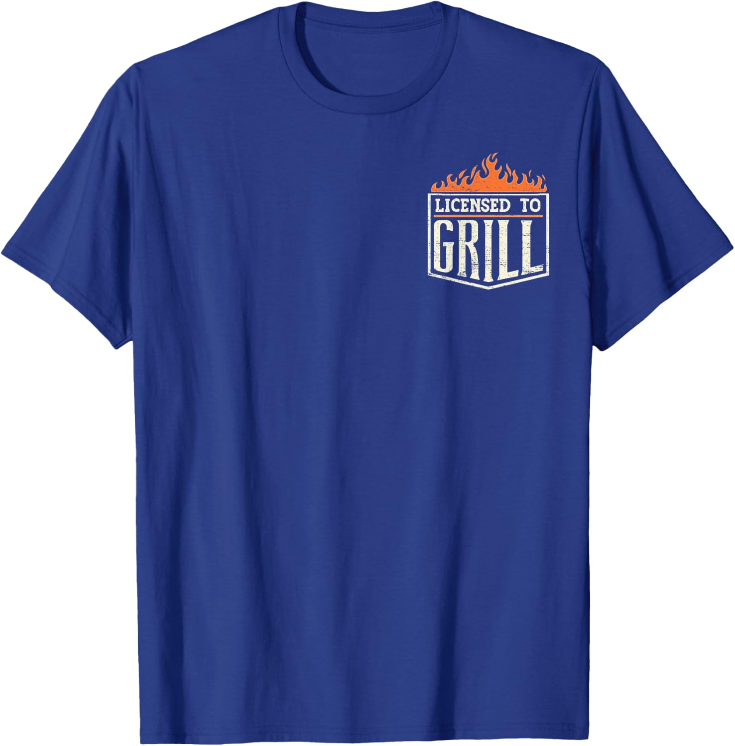 "Licensed To Grill" Pocket Patch Logo BBQ Chef Grilling T-Shirt - T-Shirt | Royal