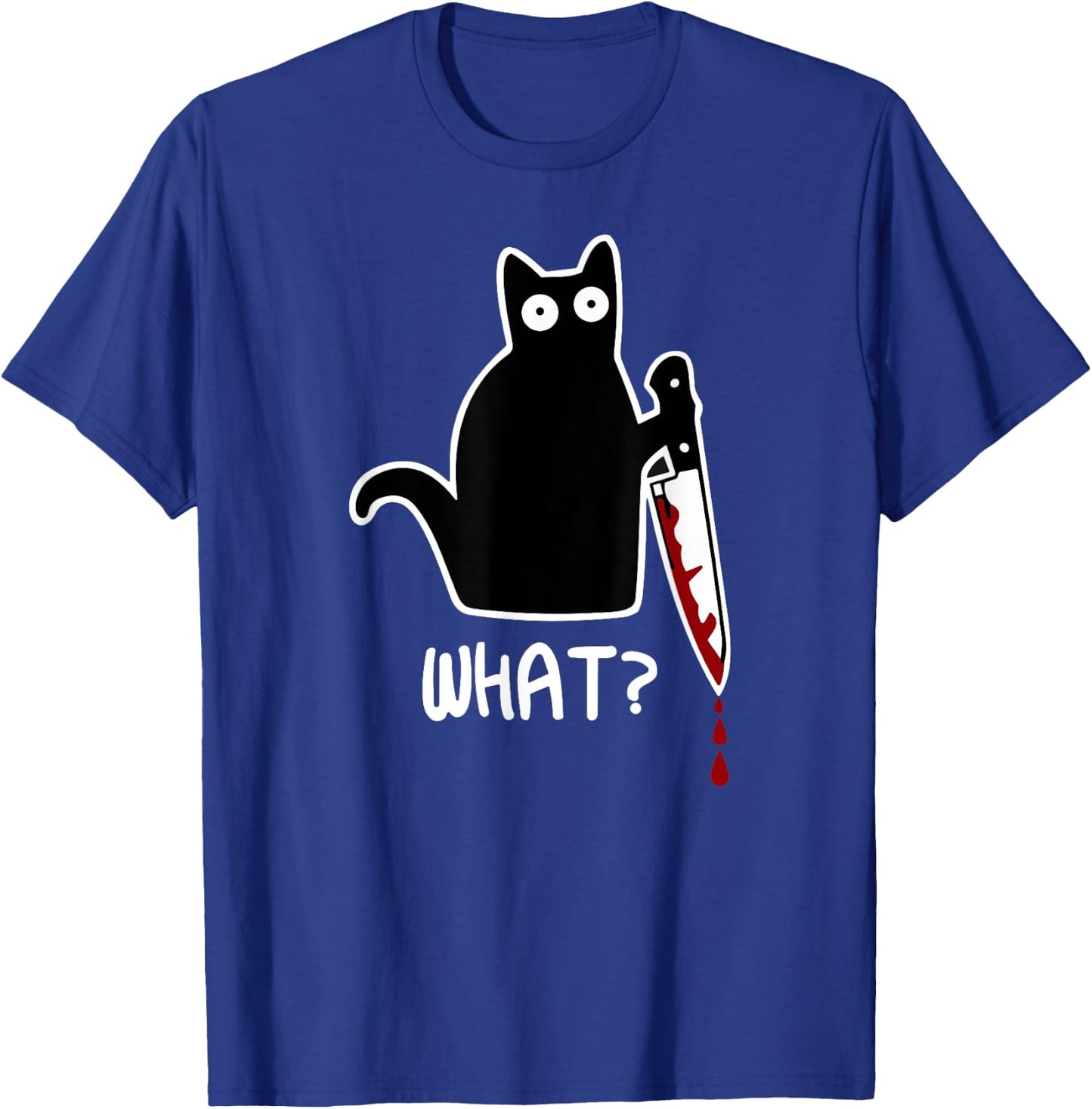 Funny Black What Cat - Murderous Kitty Cat with Knife Women T-Shirt - T-Shirt | Royal