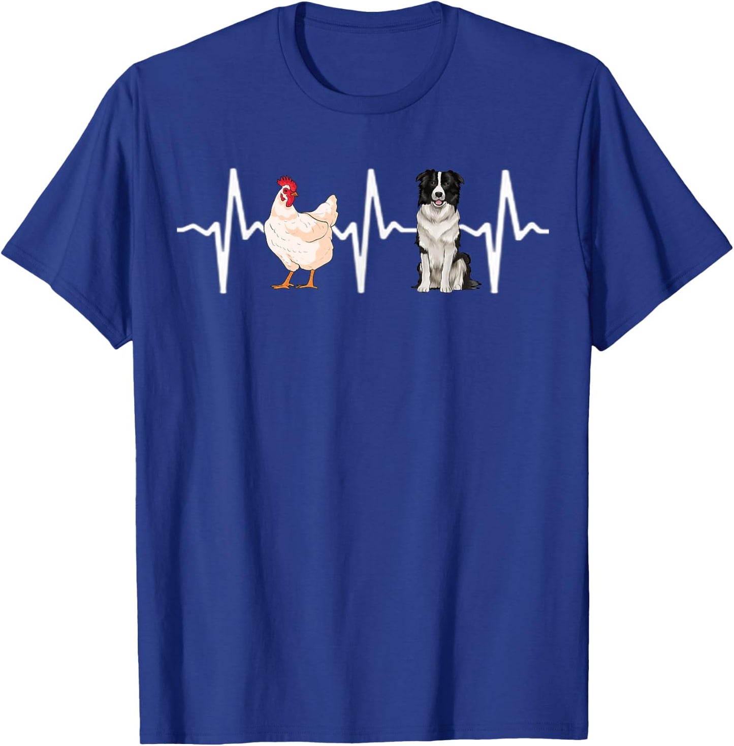 Hen Chicken Border Collie Heartbeat Dog Lover T-Shirt - T-Shirt | Royal