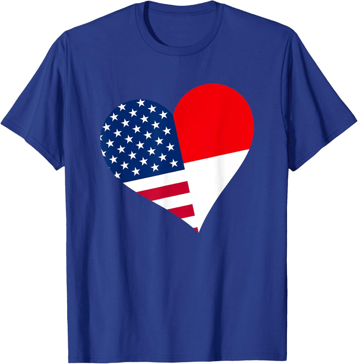 Indonesia USA Heart Shirt Indonesian American Flag T-Shirt - T-Shirt | Royal