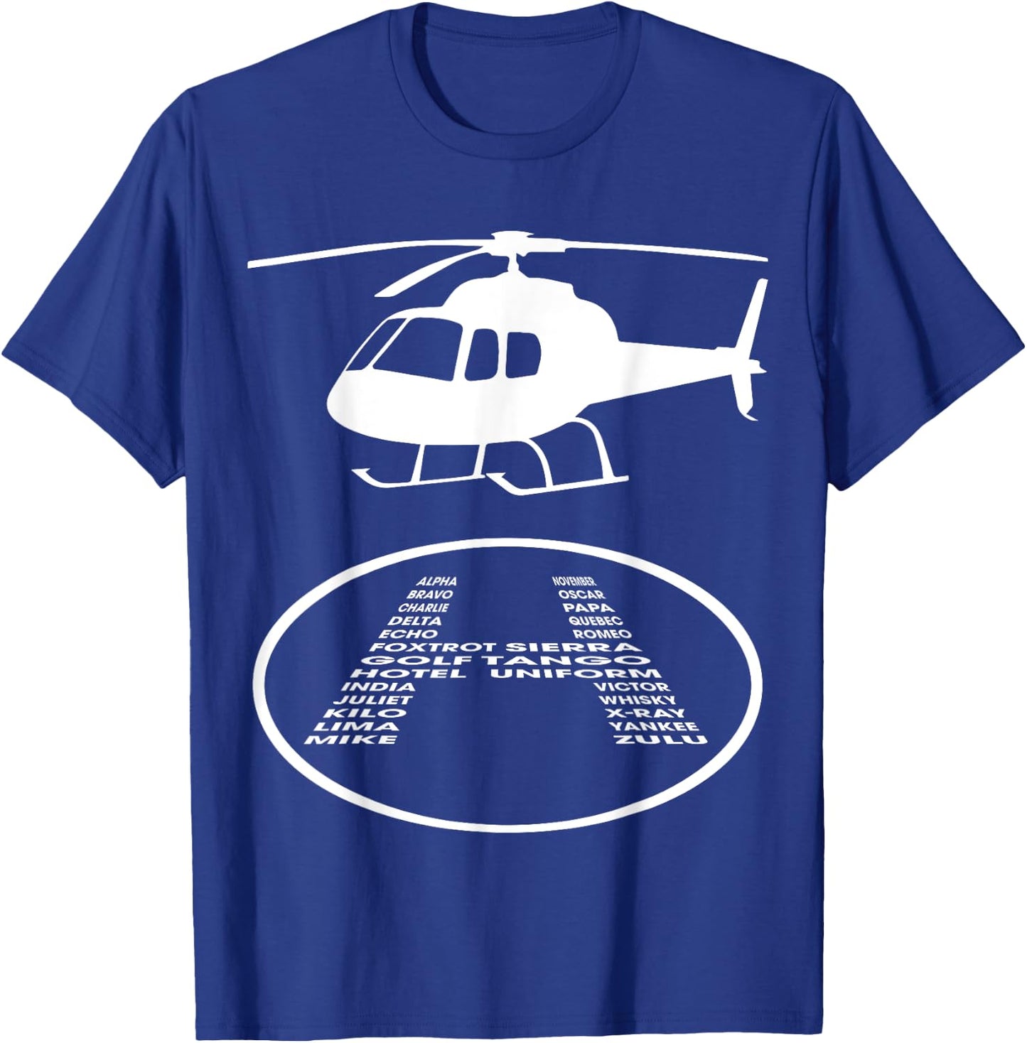 Funny Helicopter Phonetic Alphabet Pilot Aviation Pun Outfit T-Shirt - T-Shirt | Royal
