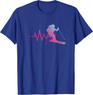 Skilfahrerin Herzschlag Ski Girls Women Ski Helmet Skiing , black T-Shirt - T-Shirt | Royal