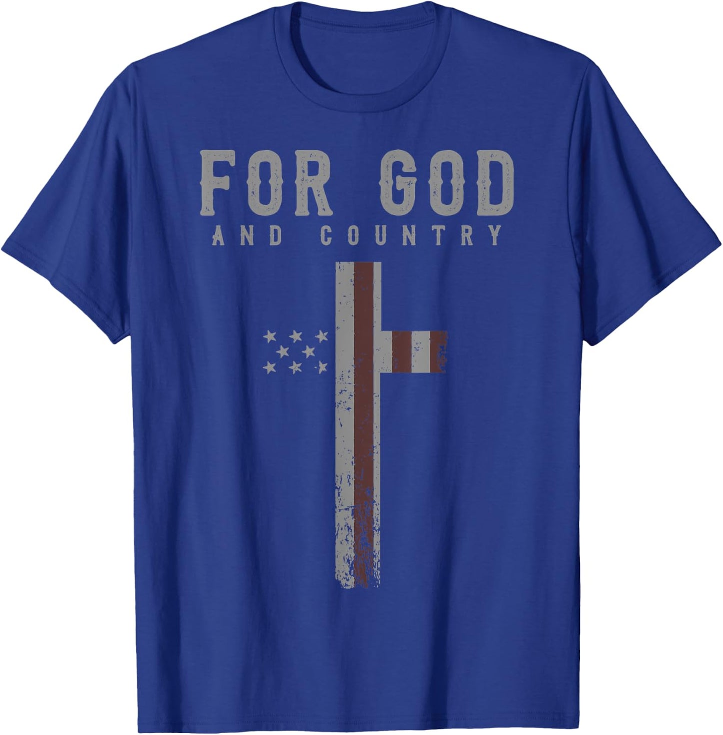 For God and Country Cross American Flag US Patriotic Faith Men T-Shirt - T-Shirt | Royal