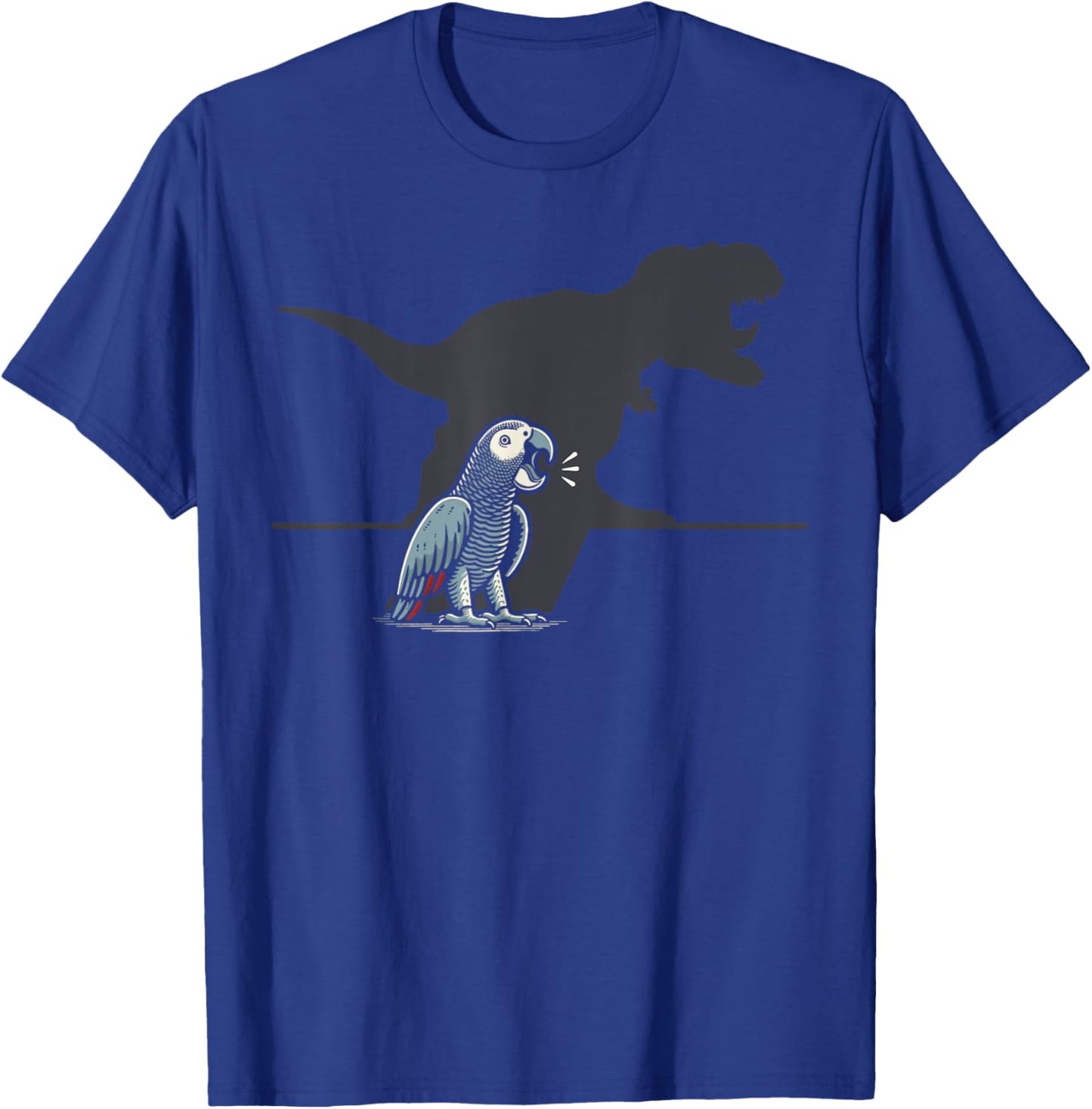T Rex Screaming African Grey Parrot T-Shirt - T-Shirt | Royal
