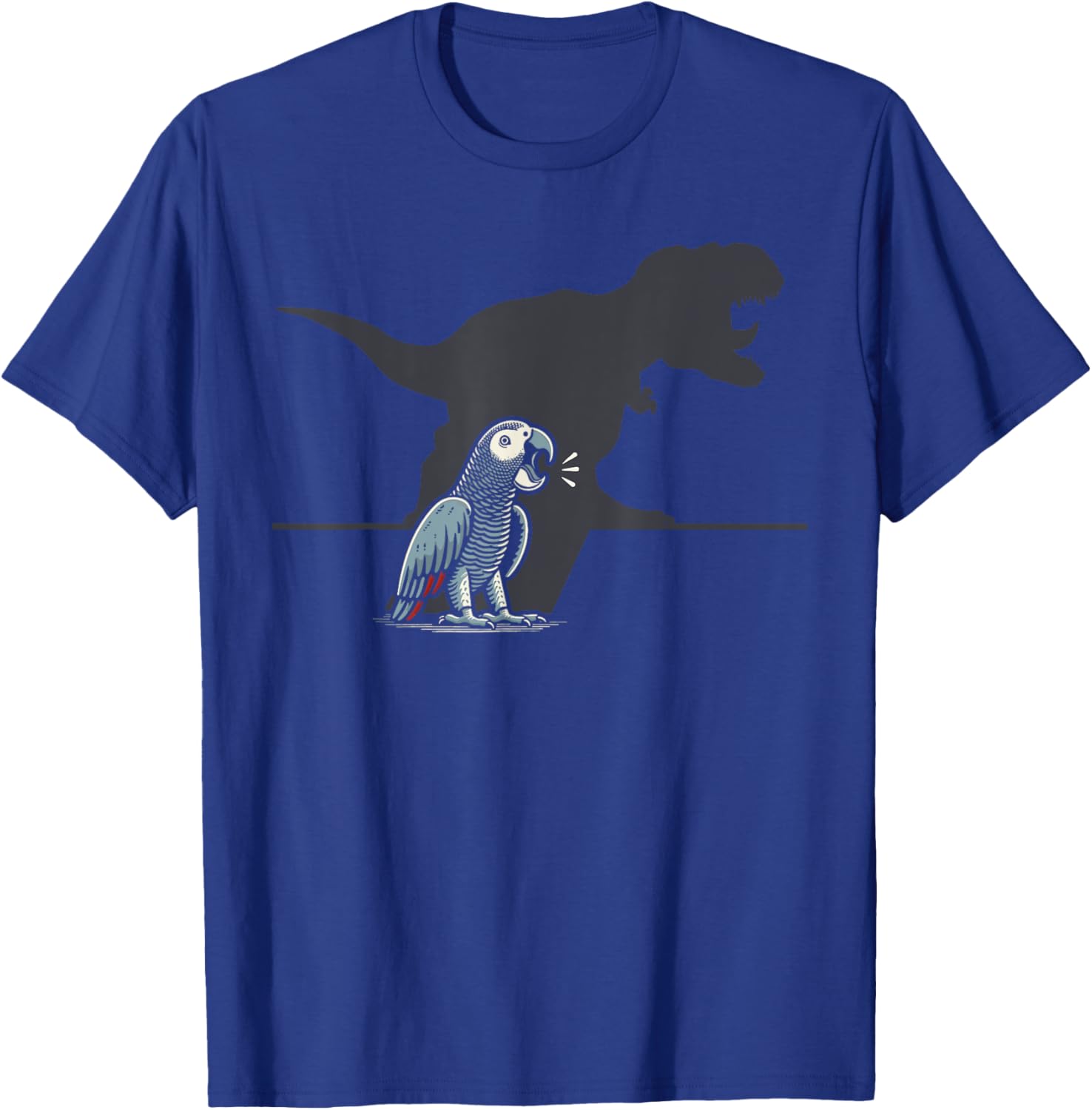 T Rex Screaming African Grey Parrot T-Shirt - T-Shirt | Royal