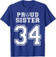 Custom Proud Football Sister Number 34 Personalized Women T-Shirt - T-Shirt | Royal