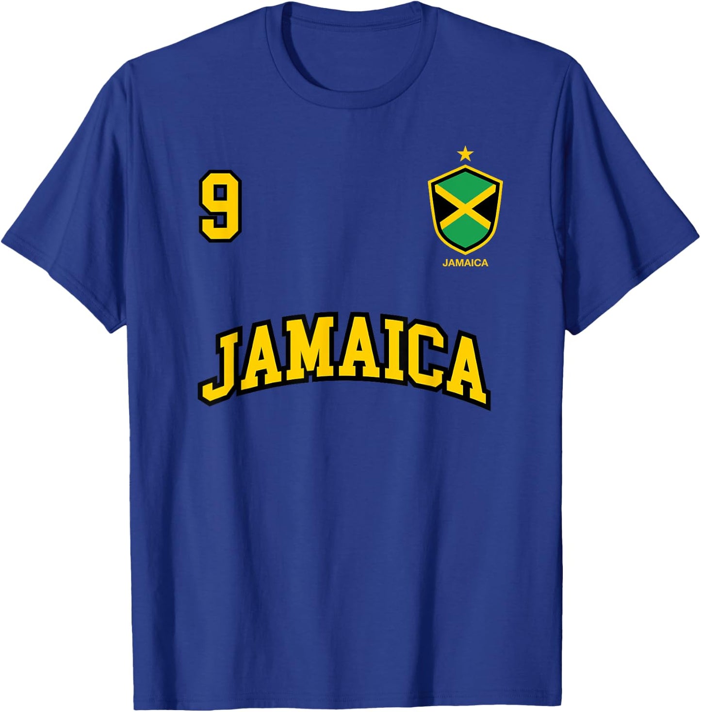 Jamaica Team Sports Number 9 Soccer Jamaican Flag T-Shirt - T-Shirt | Royal