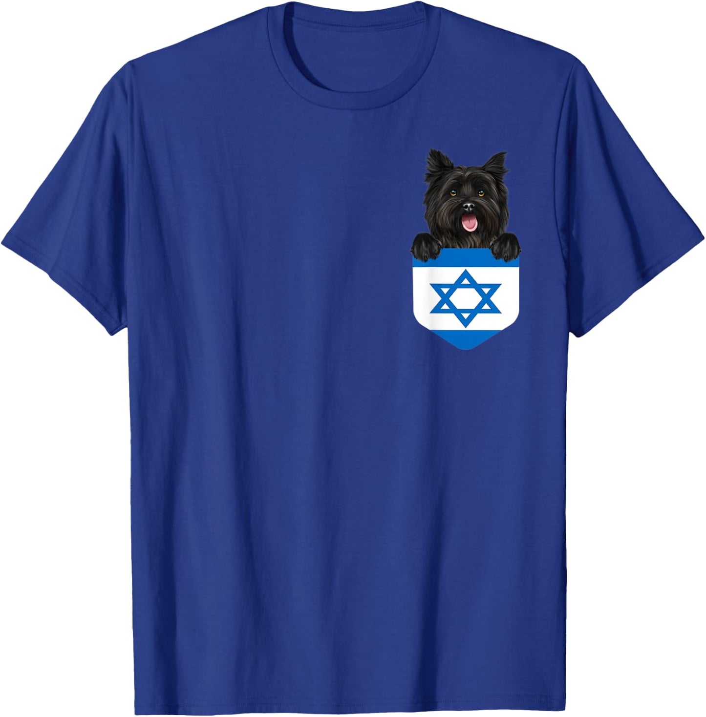 Israel Flag Cairn Terrier Dog In Pocket T-Shirt - T-Shirt | Royal