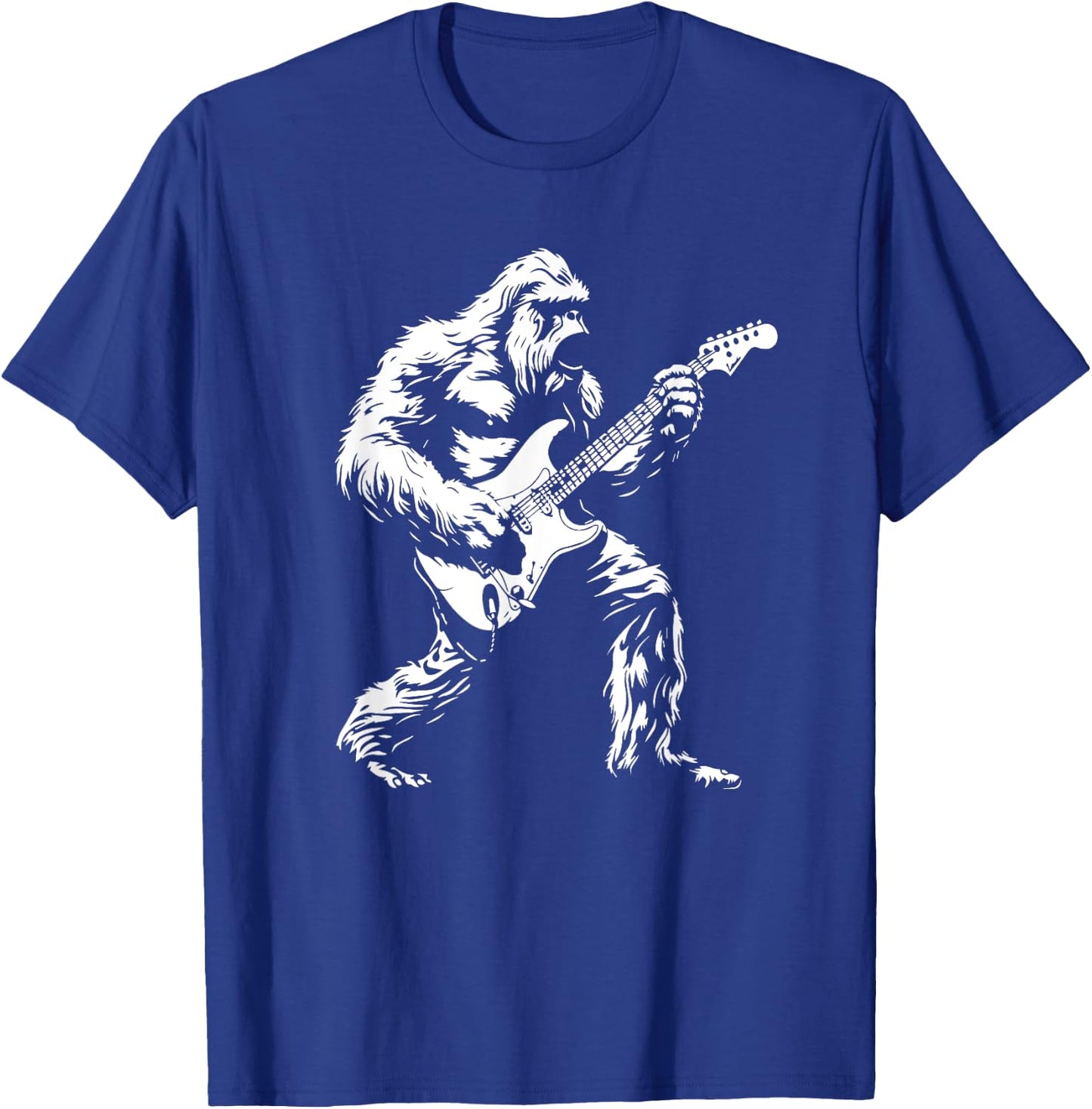 Retro Guitar Bigfoot Music Sasquatch Rock 'N Roll T-Shirt - T-Shirt | Royal
