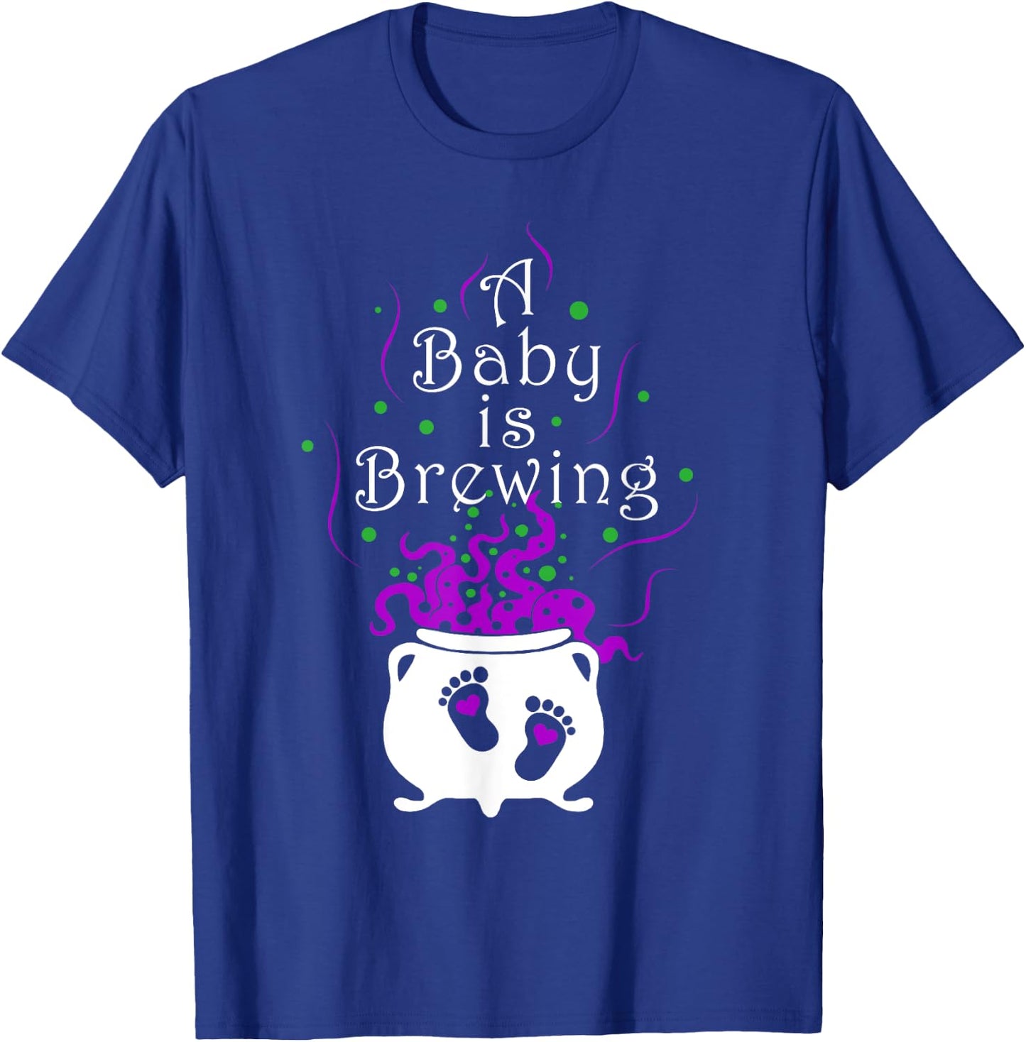 A Baby Is Brewing Black Cauldron Halloween Baby Pregnant T-Shirt - T-Shirt | Royal