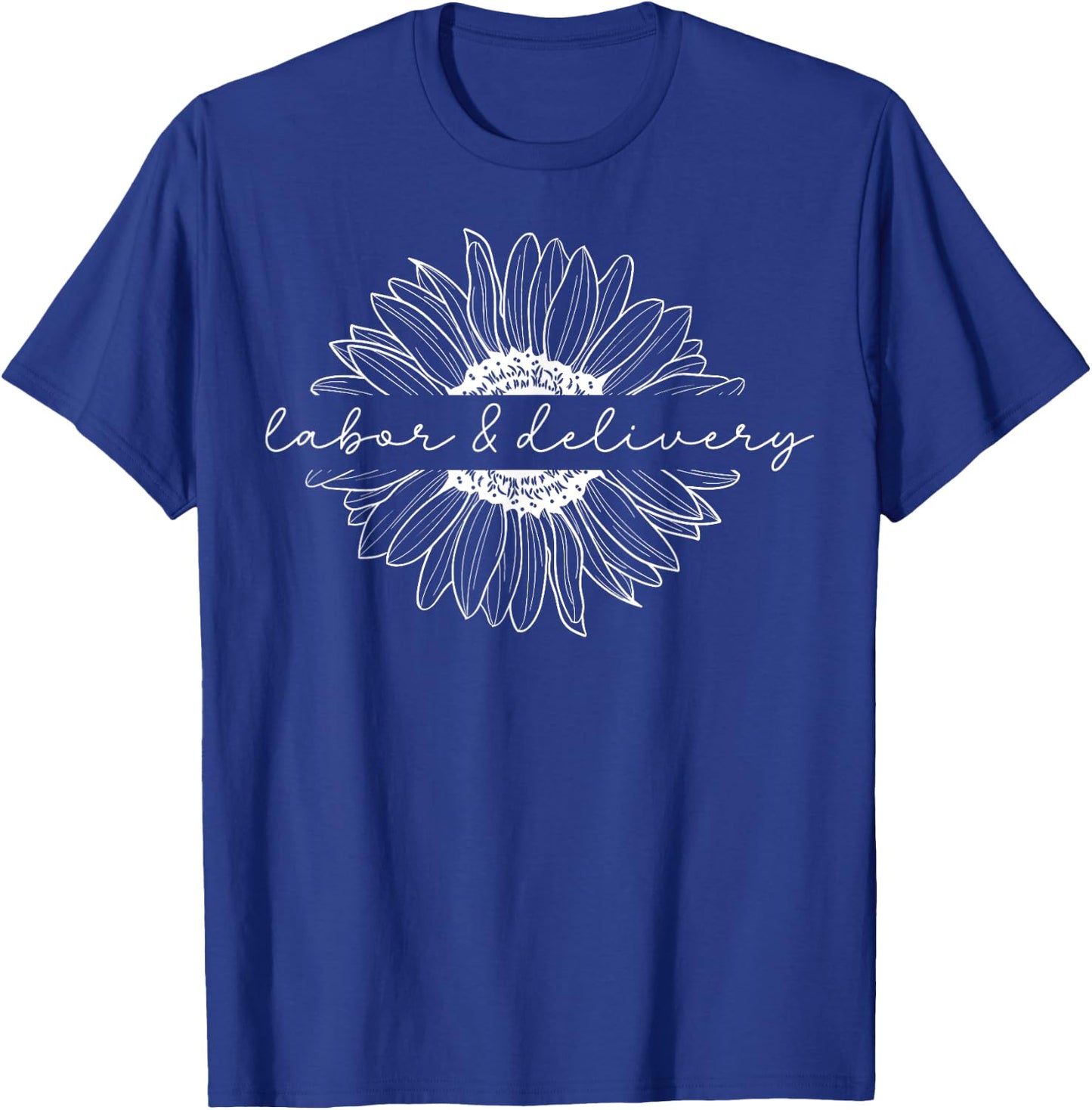 Retro Sunflower Labor and Delivery Nurse Mother Baby Nurse T-Shirt - T-Shirt | Royal