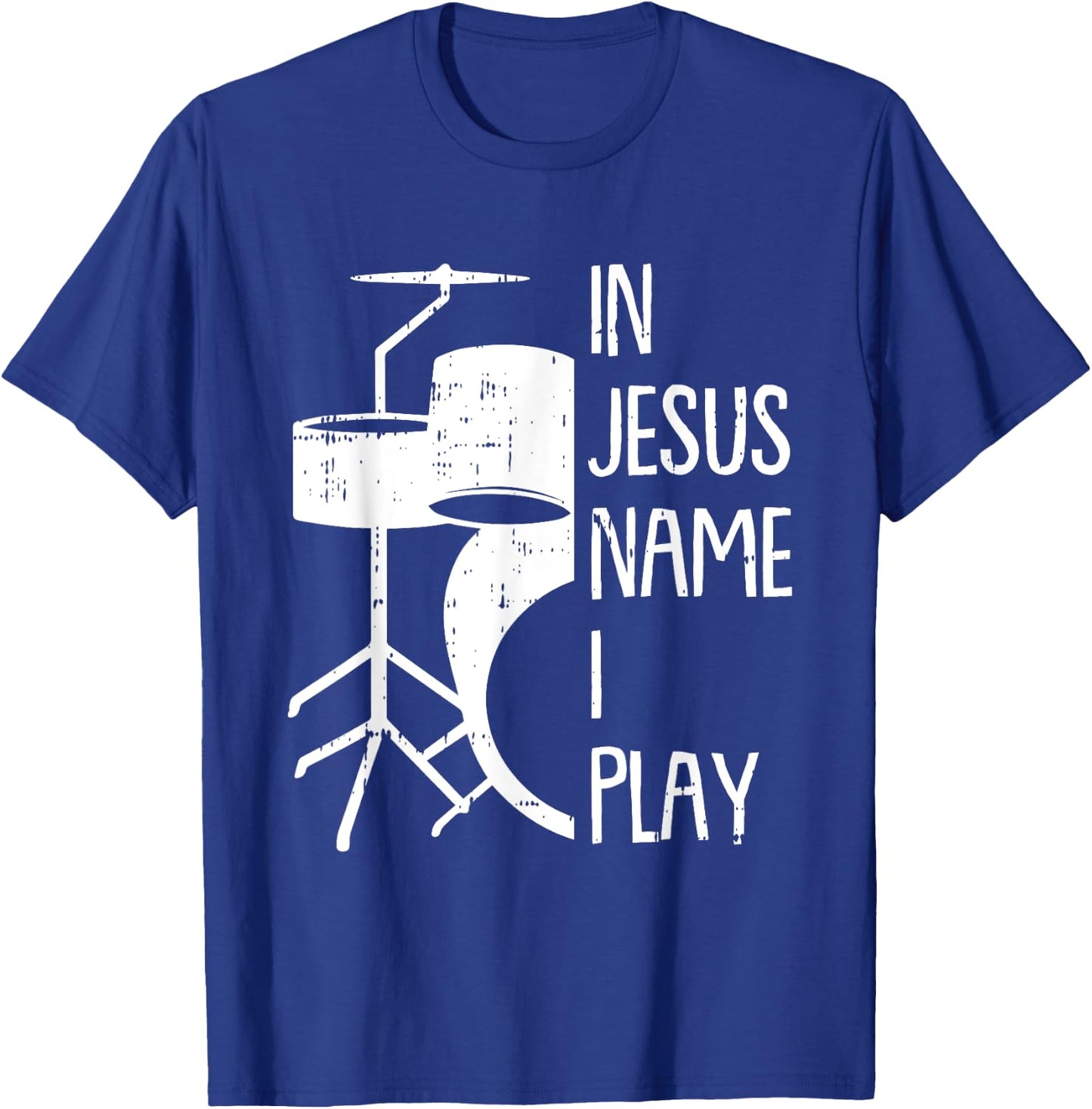 In Jesus Name Christmas Cool I Play Drum Christian Drummer T-Shirt - T-Shirt | Royal