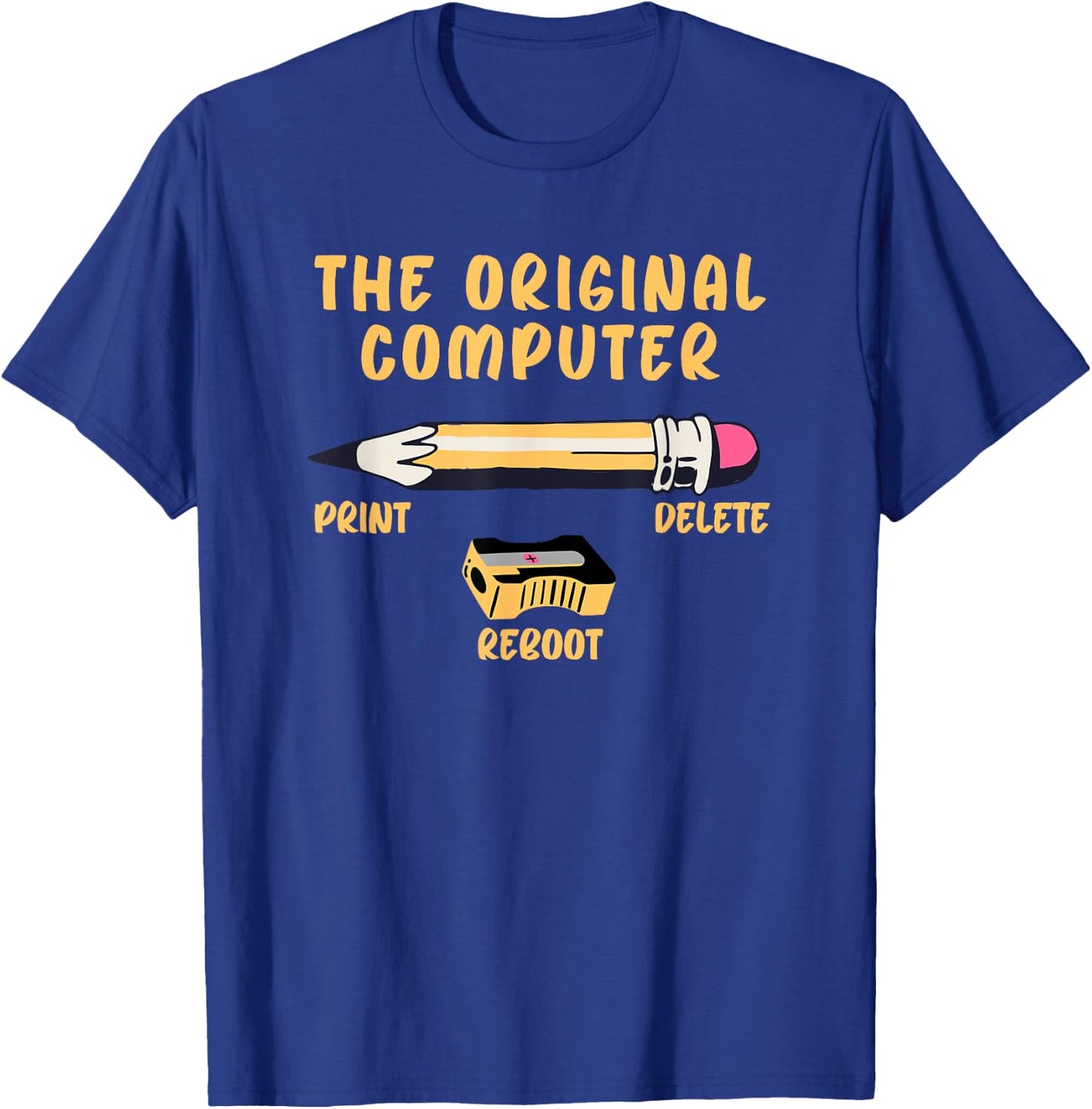 The Original Computer Sarcastic Funny IT Tech Print Delete T-Shirt - T-Shirt | Royal