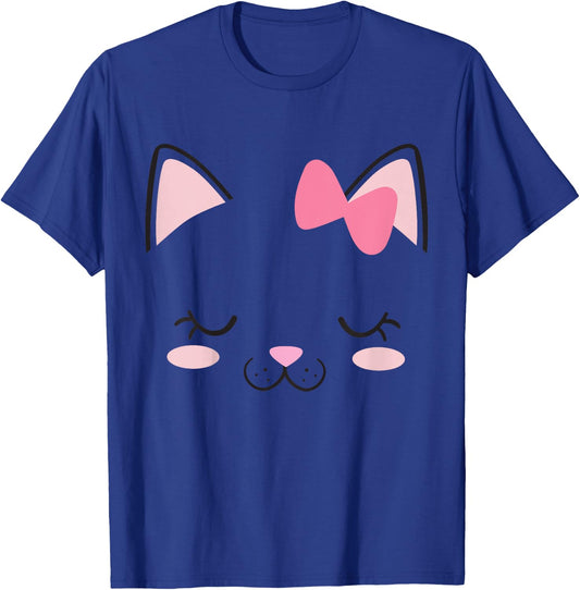 Children's Cat Face Cat Fancy Dress Costume Cat , White T-Shirt - T-Shirt | Royal