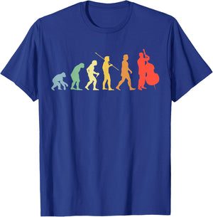 Double Bass Evolution Retro Chello Double Bass Player T-Shirt - T-Shirt | Royal