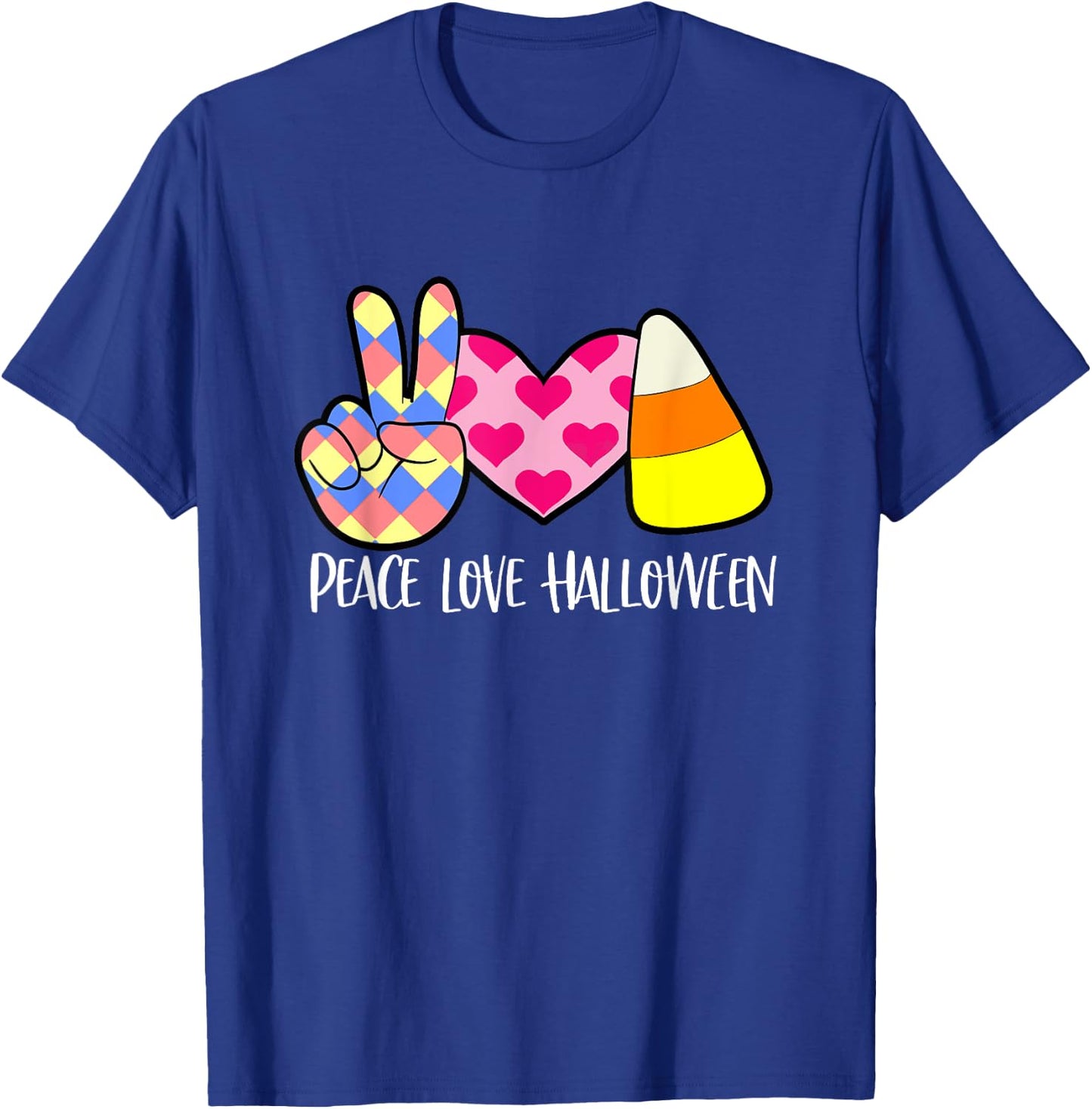 Candy Corn Peace Love Halloween T-Shirt - T-Shirt | Royal