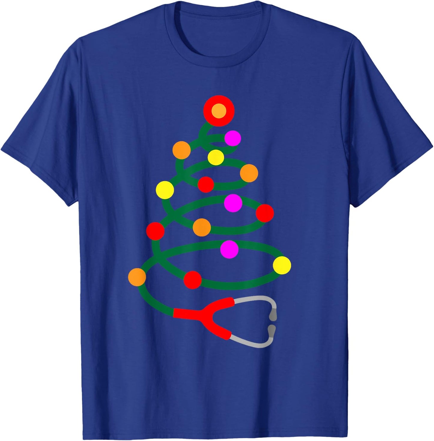 Nurse Christmas Tree Stethoscope Nurses Xmas Scrub Top T-Shirt - T-Shirt | Royal