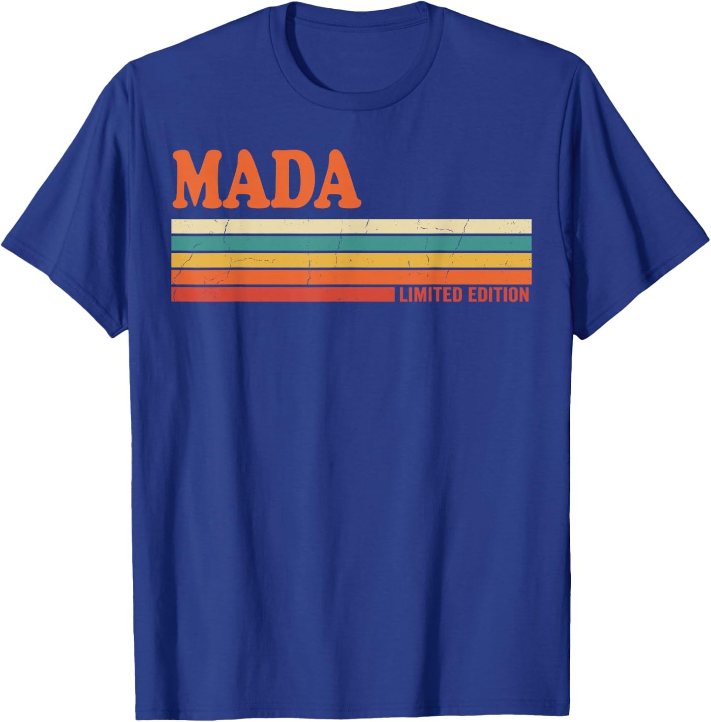MADA Retro Personalized First Name Vintage Stripes T-Shirt - T-Shirt | Royal