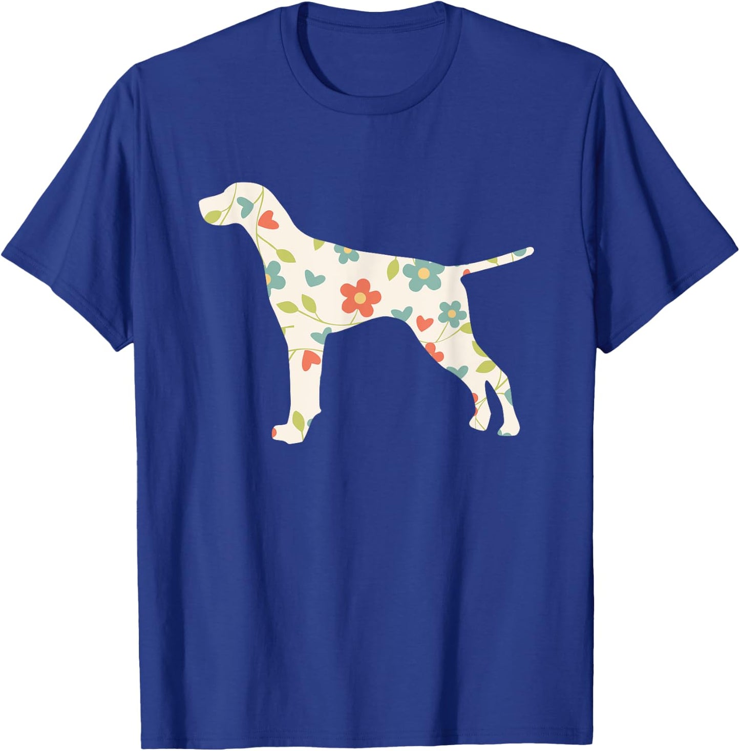 German Shorthair Pointer Dog Flower Silhouette T-Shirt - T-Shirt | Royal