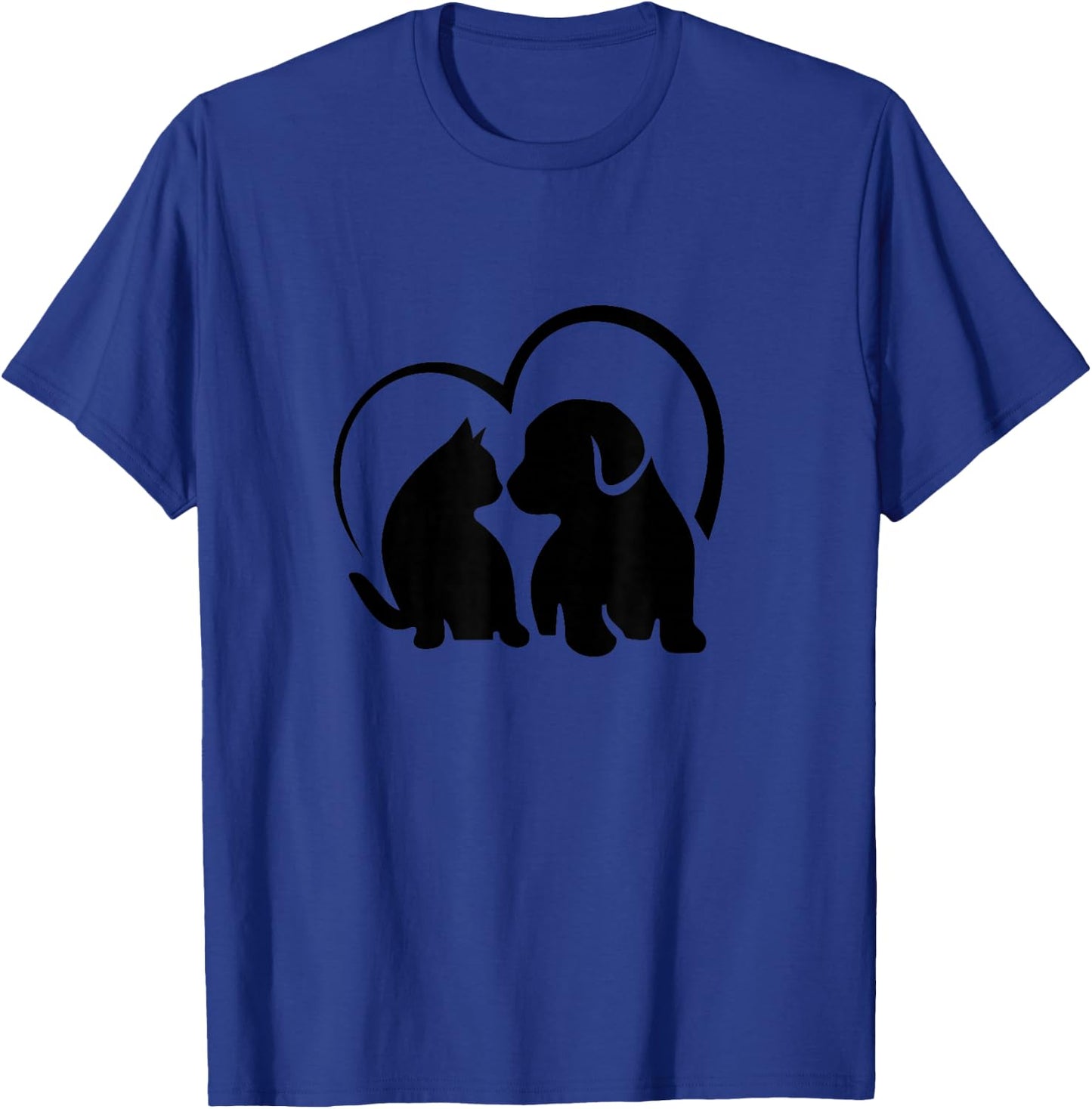 Cat and Dog with Heart Pattern , grey, S T-Shirt - T-Shirt | Royal