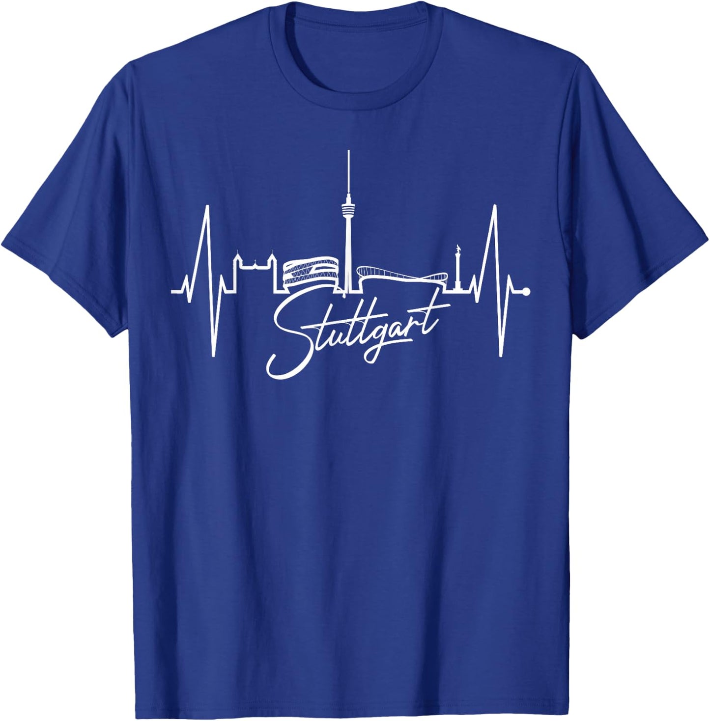 Stuttgart Skyline Heartbeat Fan Heart Love I Love Stuttgart , black T-Shirt - T-Shirt | Royal