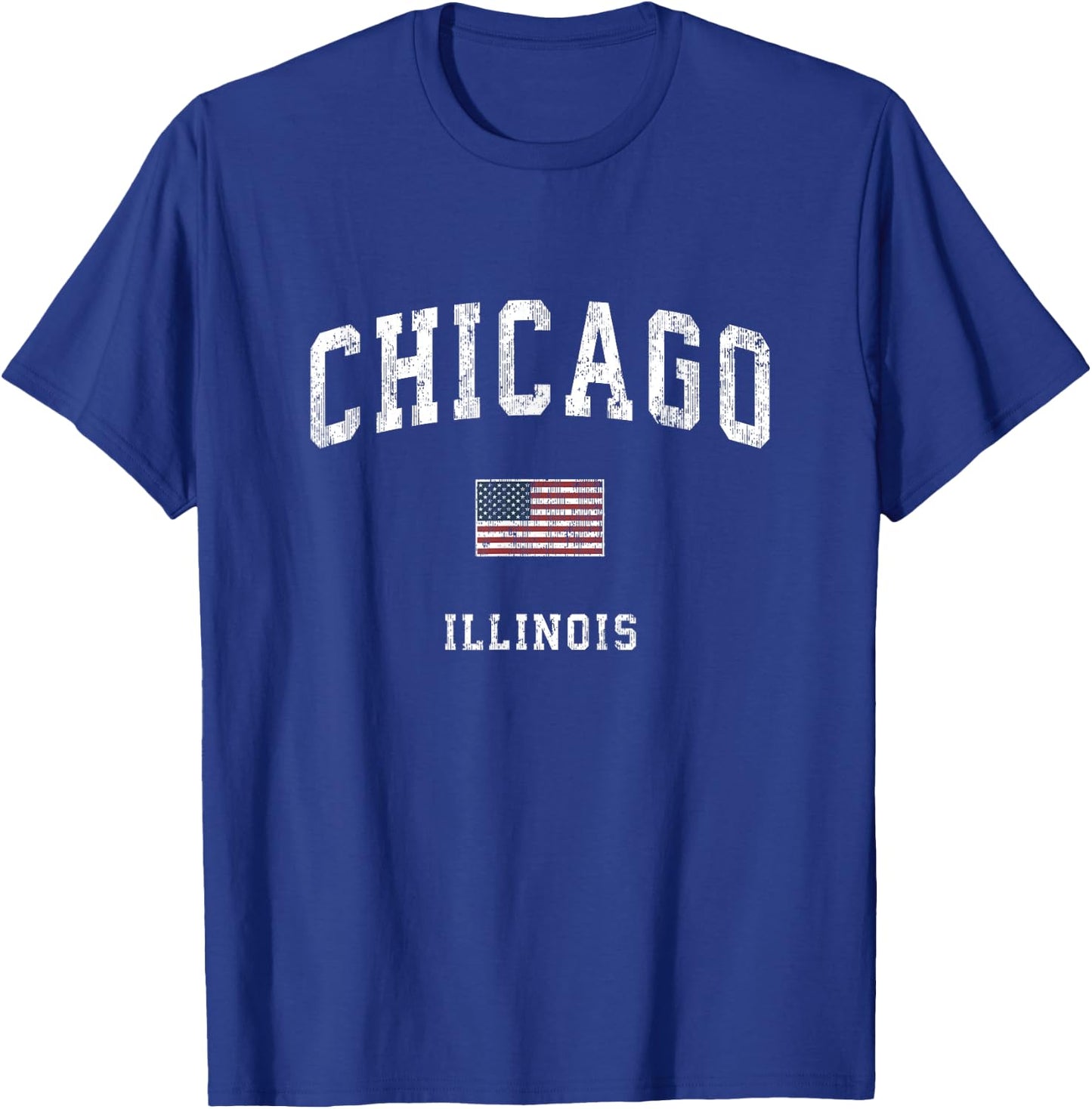 Chicago Illinois IL Vintage American Flag Sports Design Women Kids Men T-Shirt - T-Shirt | Royal
