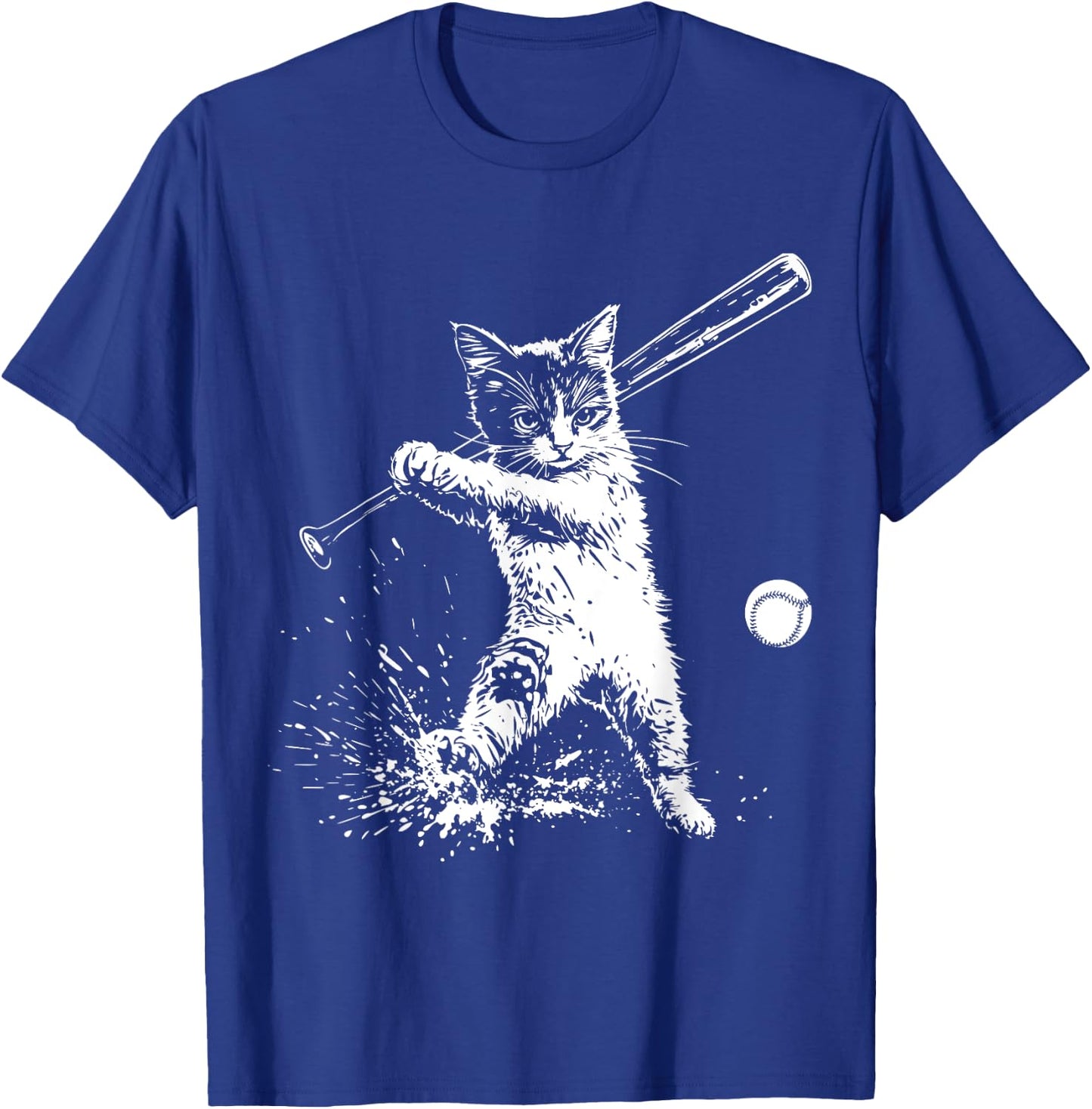 Funny Cat Baseball Graphic Women Kids T-Shirt - T-Shirt | Royal
