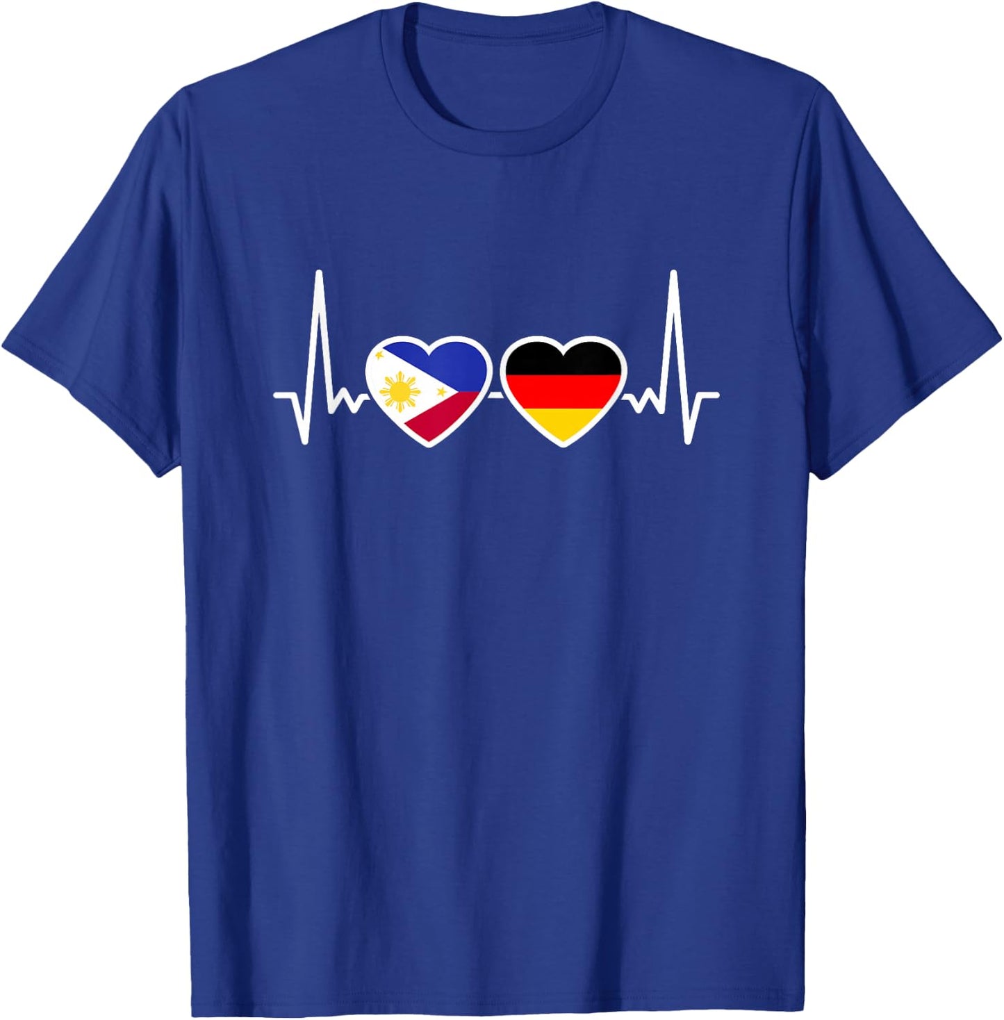 Philippines Germany Heartbeat Flag German Filipino , black T-Shirt - T-Shirt | Royal
