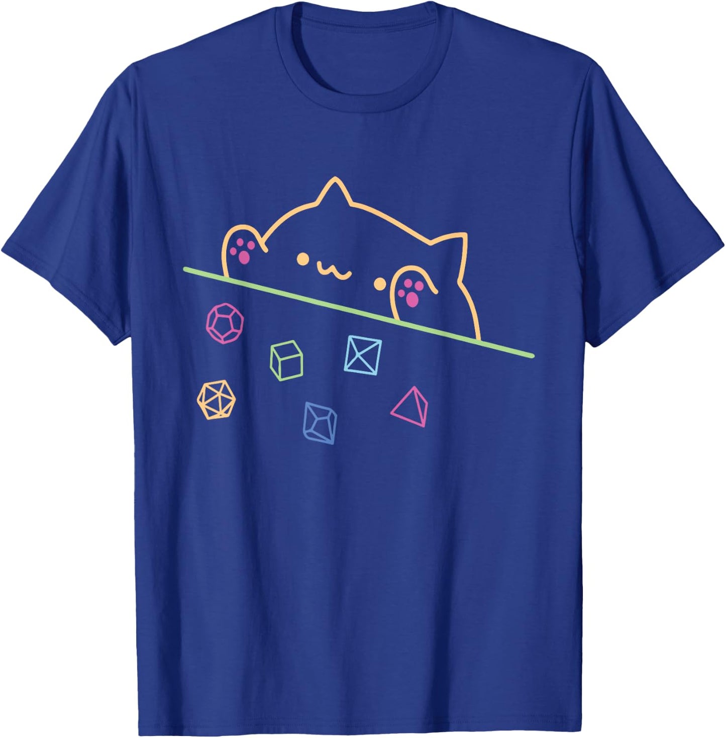 Neon Dice Cat Colorfull Paw Animal Cute Cat Funny Neon Men Women Girls Kids T-Shirt - T-Shirt | Royal