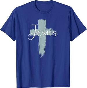 Jesus On Cross Paint Cool Religion God Faith Christian Gift T-Shirt - T-Shirt | Royal