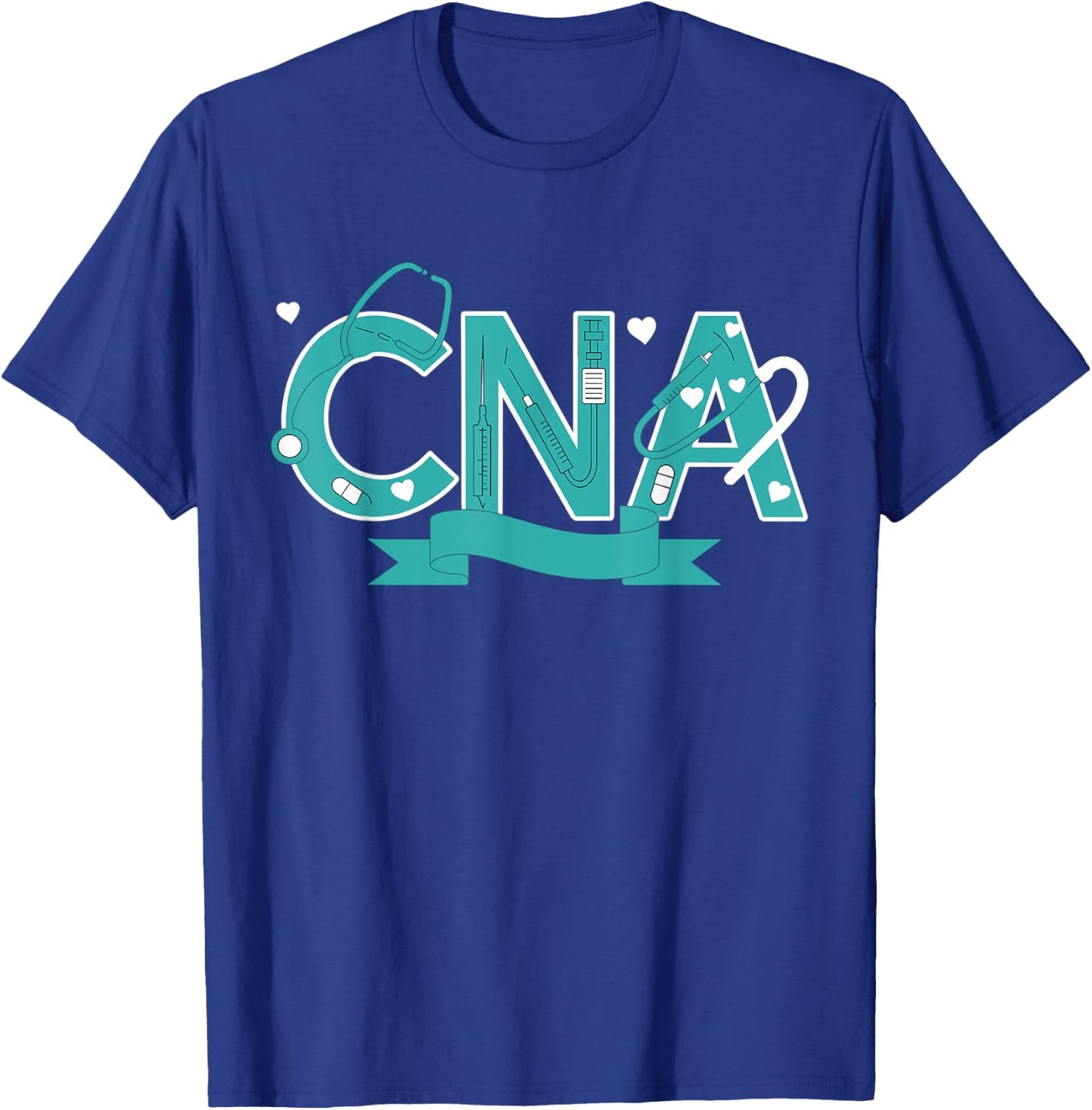 Cna Heart Stethoscope Teal Ribbon Cervical Cancer Awareness T-Shirt - T-Shirt | Royal