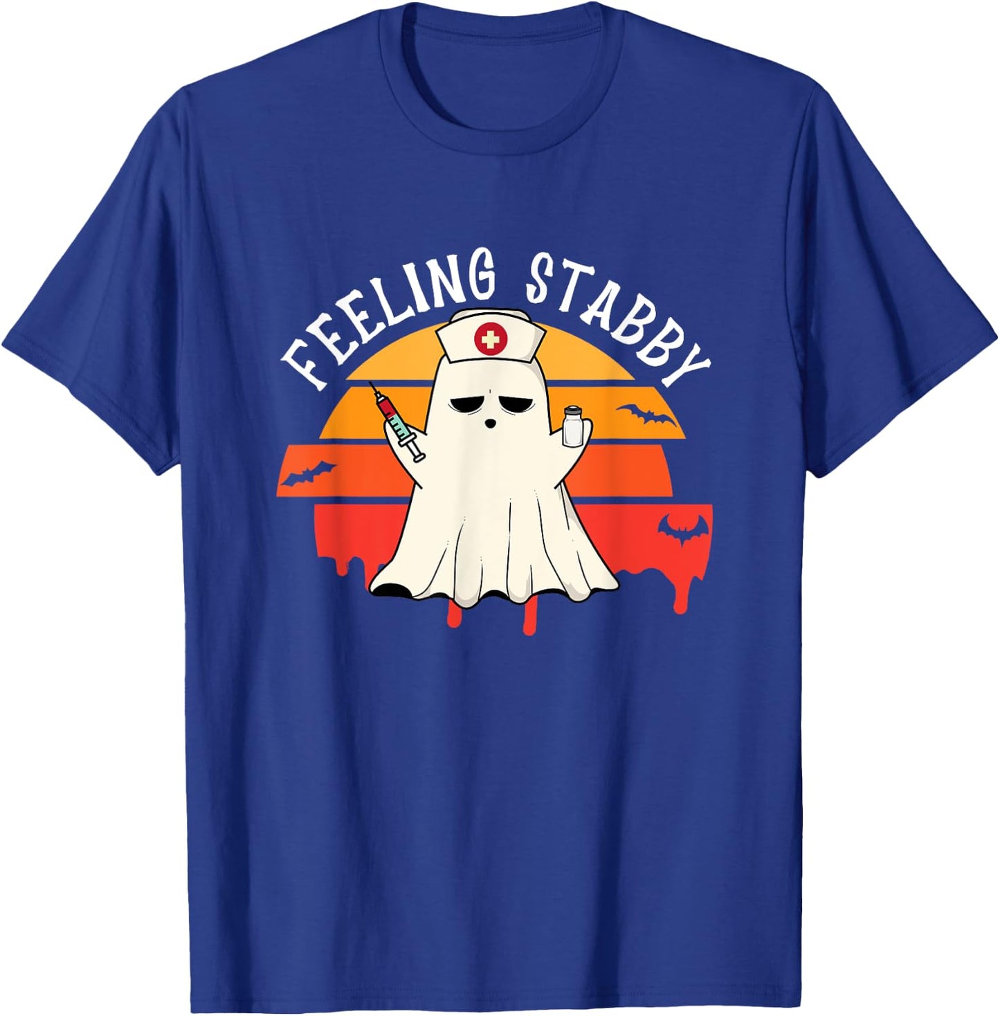 Feeling Stabby Phlebotomy Nurse Ghost Halloween Phlebotomist T-Shirt - T-Shirt | Royal