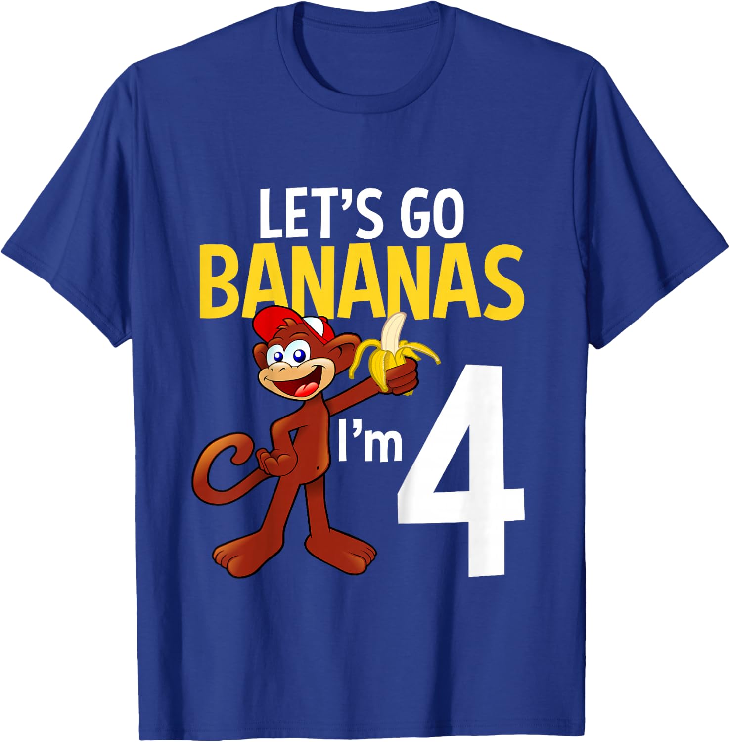 4 Year Old Monkey Birthday Party Zoo Animal Theme 4th Gift T-Shirt - T-Shirt | Royal
