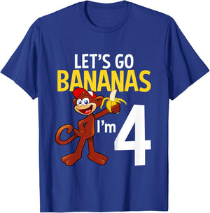 4 Year Old Monkey Birthday Party Zoo Animal Theme 4th Gift T-Shirt - T-Shirt | Royal