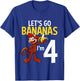 4 Year Old Monkey Birthday Party Zoo Animal Theme 4th Gift T-Shirt - T-Shirt | Royal