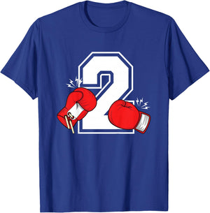 Kids 2nd Birthday Boxing Boy 2 Year Old Boxer Bday Party T-Shirt - T-Shirt | Royal