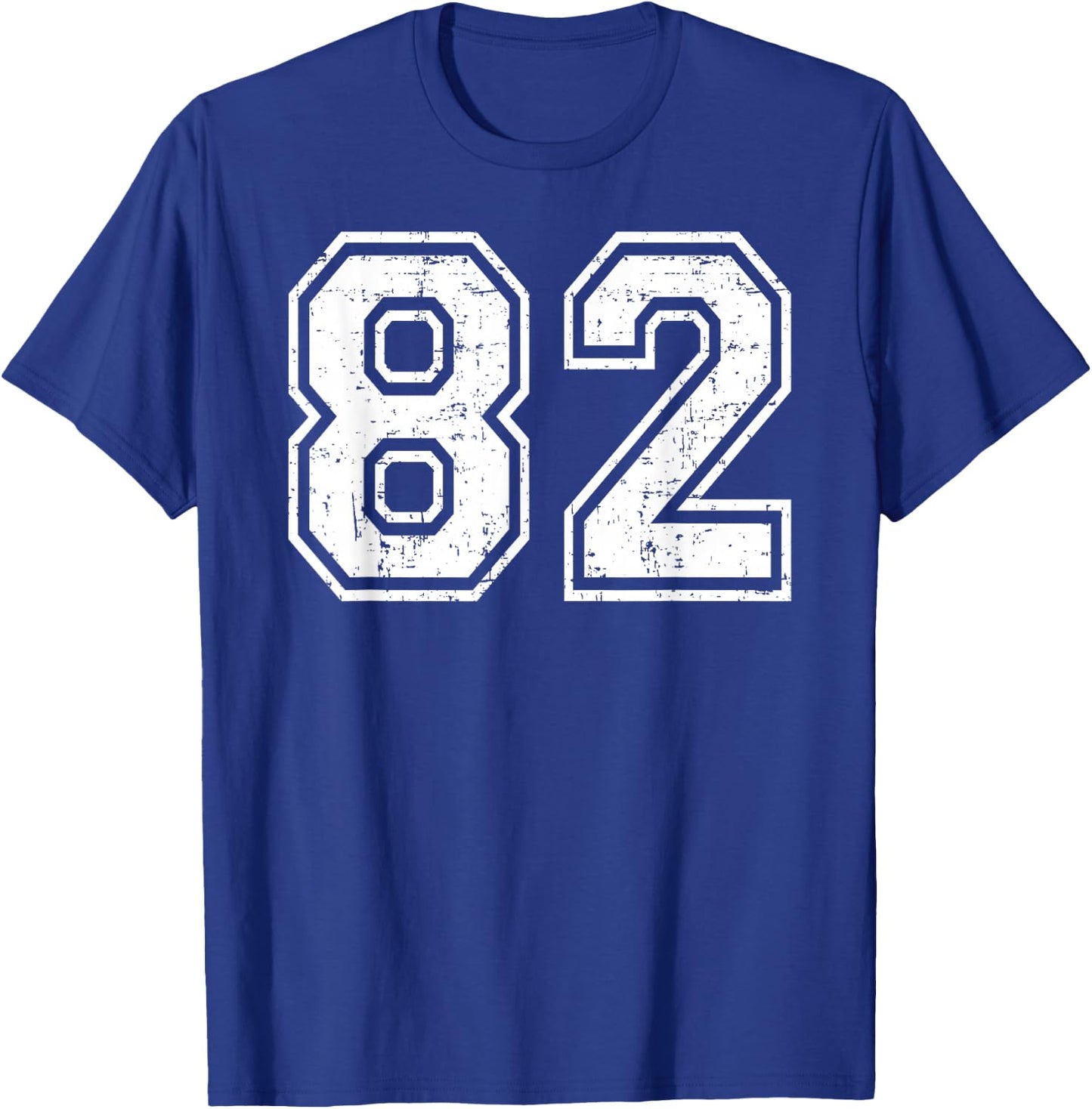 82 Number Eighty-Two Team Sports Grunge Varsity Matching T-Shirt - T-Shirt | Royal