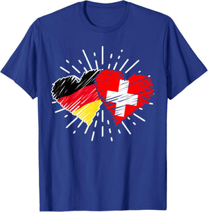 Deutschland Schweiz Freundschaft Herz Flagge Suisse T-Shirt - T-Shirt | Royal