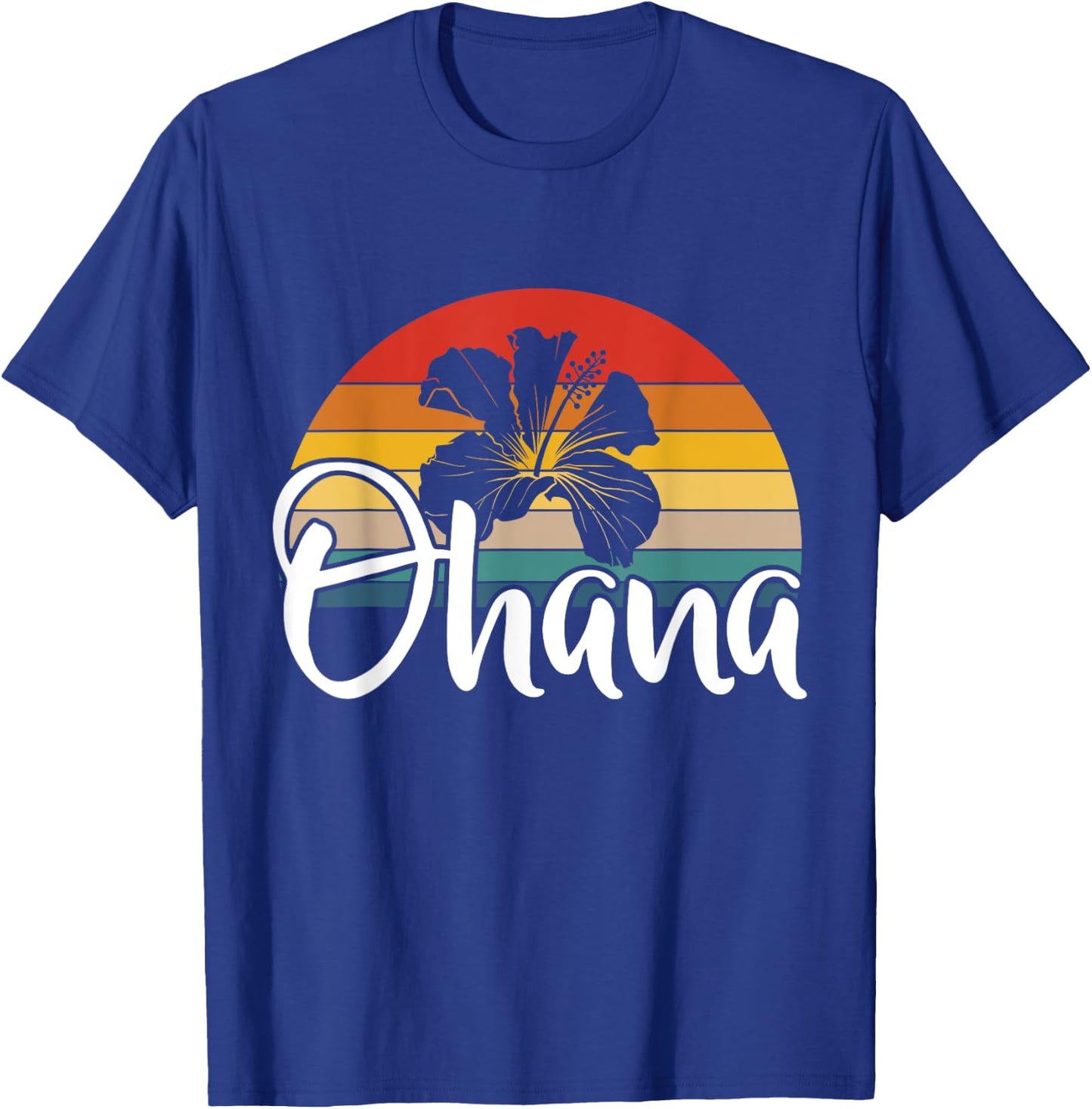 Ohana Hawaii Hibiscus Flower 70s Retro Family Holiday T-Shirt - T-Shirt | Royal