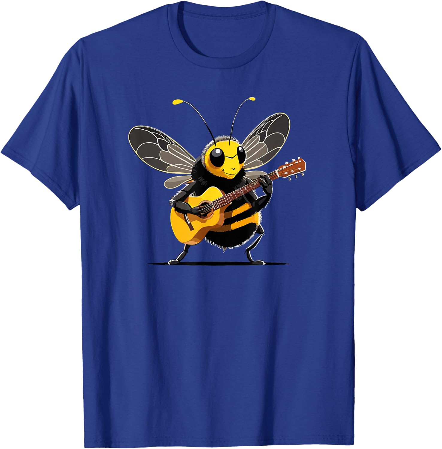 Bee playing Acoustic Guitar, Bee Guitarist T-Shirt - T-Shirt | Royal