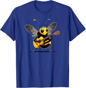 Bee playing Acoustic Guitar, Bee Guitarist T-Shirt - T-Shirt | Royal