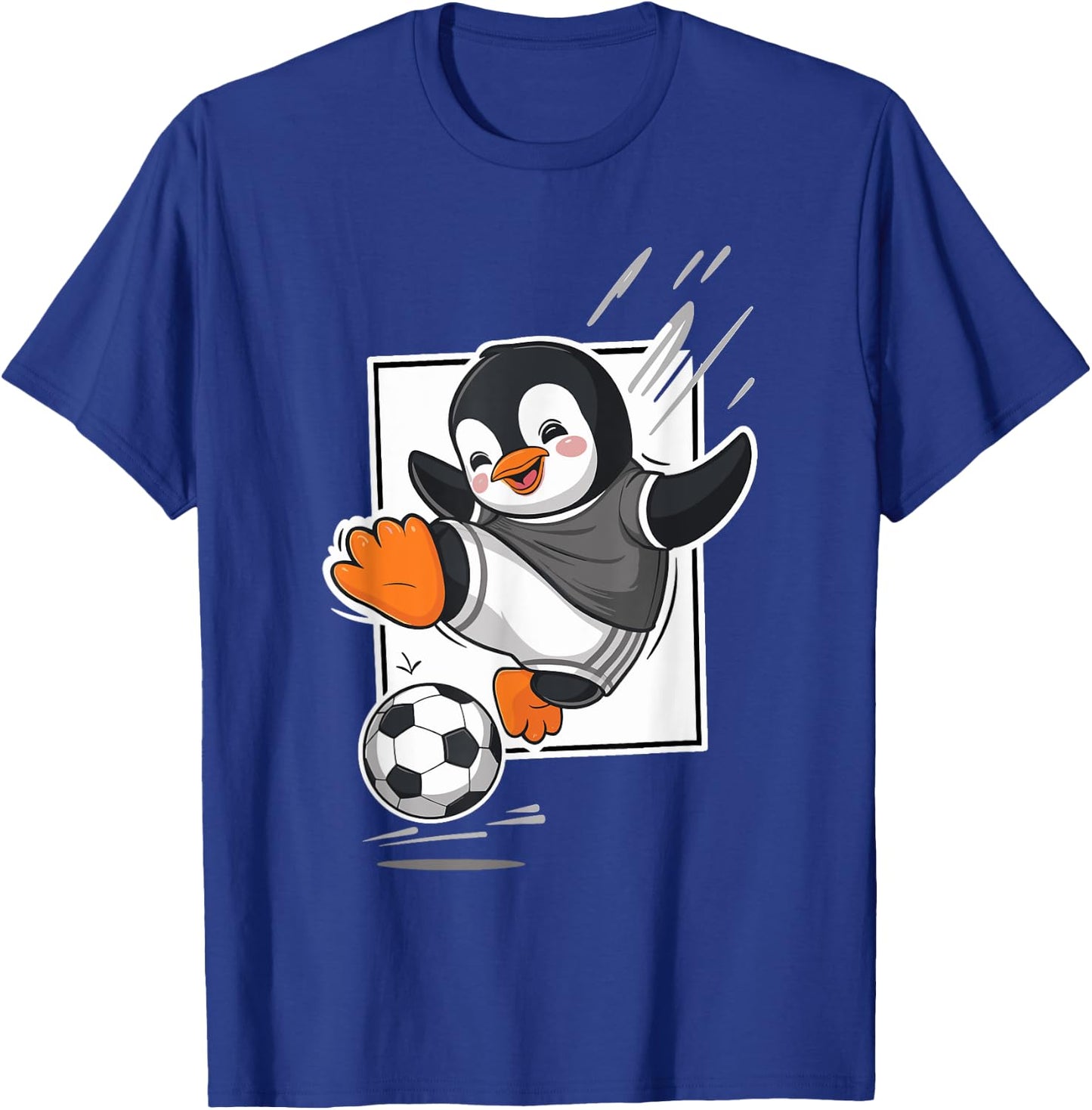 Penguin Playing Soccer Kicking Football Cute Cartoon Penguin T-Shirt - T-Shirt | Royal