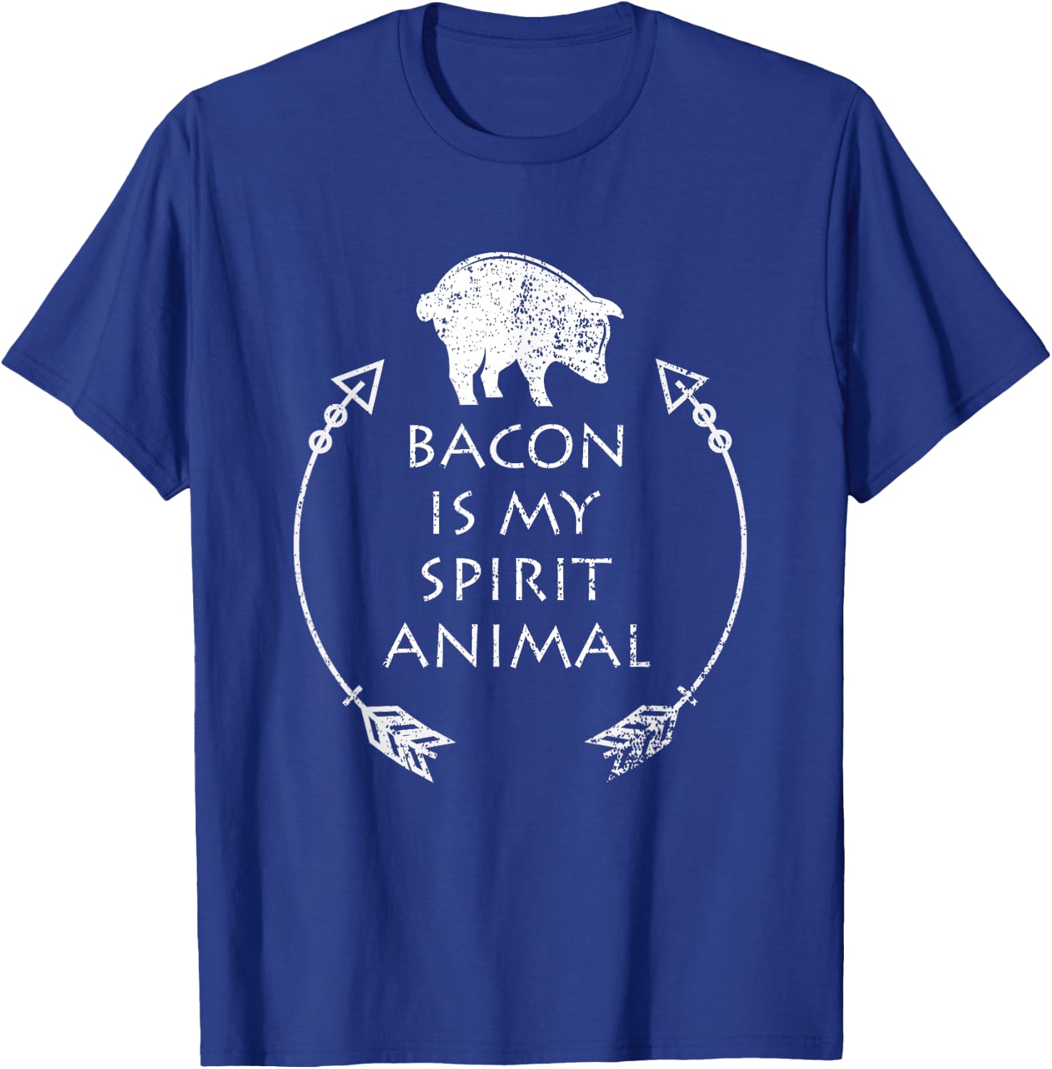 Bacon is my Spirit Animal Funny Pig Distressed Gift T-Shirt - T-Shirt | Royal