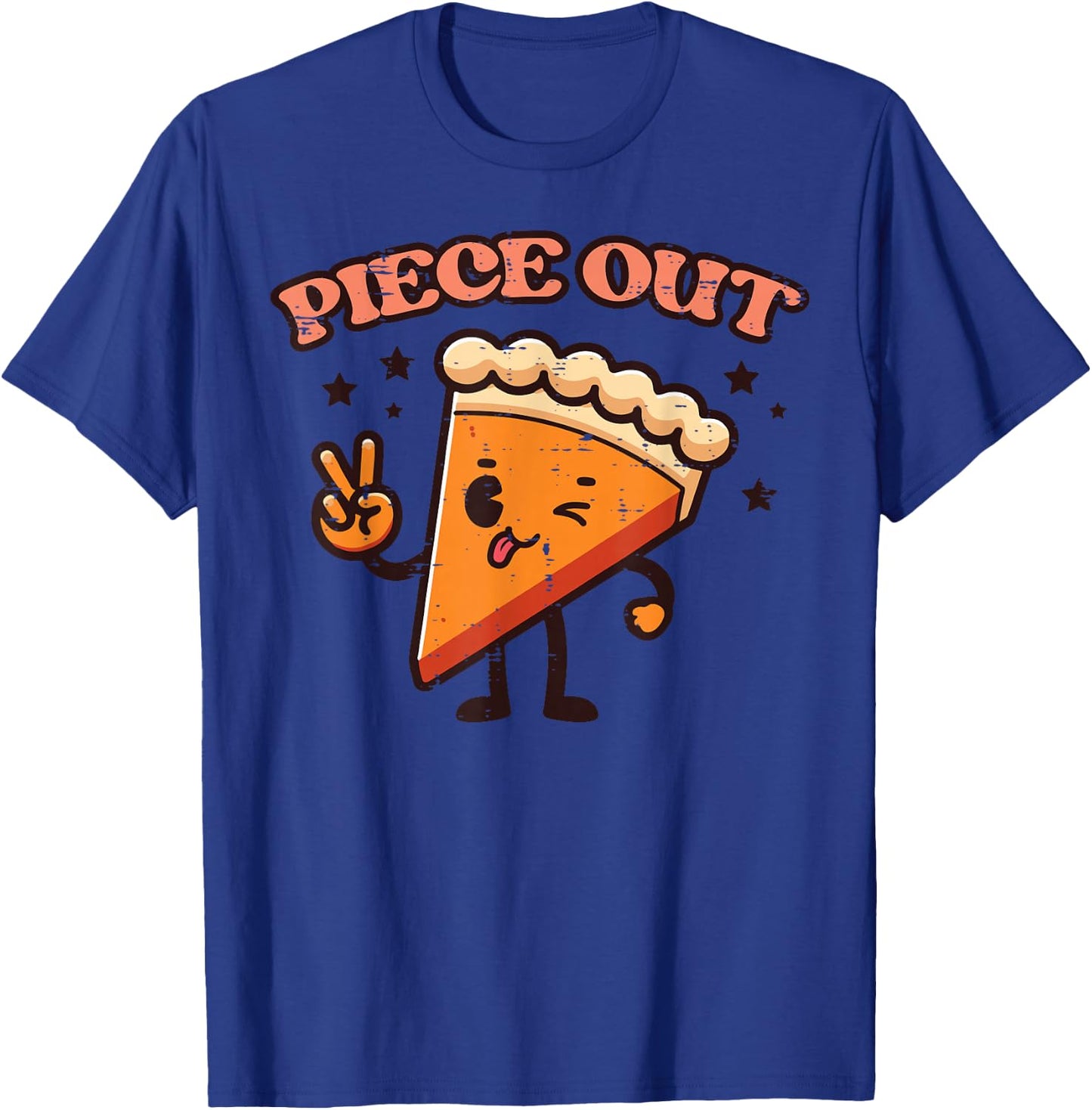 Thanksgiving Pumpkin Pie Piece Out Retro Fall Women Men Kids T-Shirt - T-Shirt | Royal