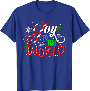 Joy To The World Candy Cane Christmas Pajamas Xmas Kids T-Shirt - T-Shirt | Royal