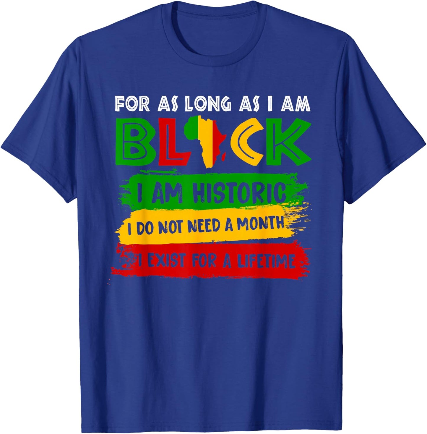 For As Long As I Am Black I'm Historic Black History African T-Shirt - T-Shirt | Royal