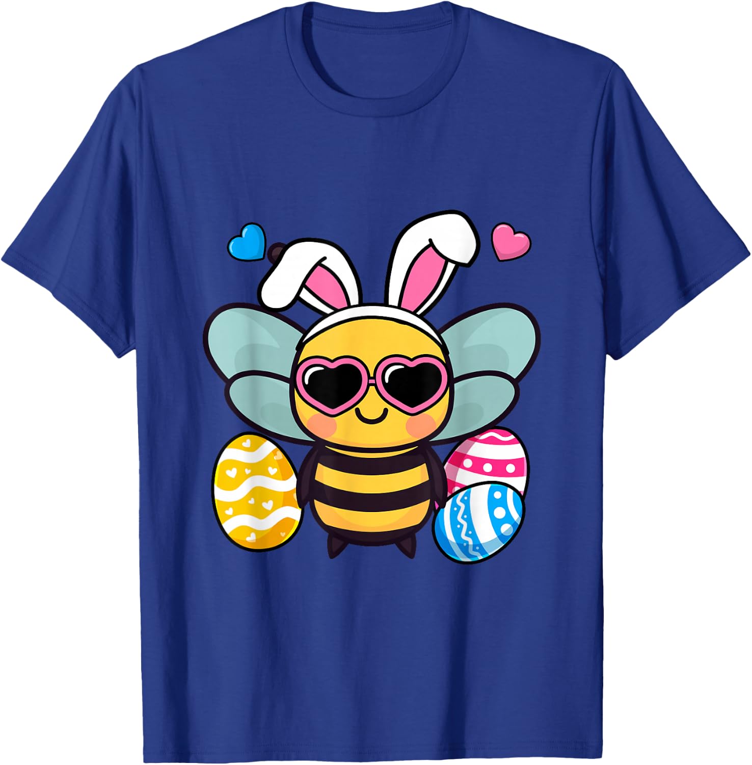 Cute Bee Bunny Ears Easter Day Boy Girl Kids T-Shirt - T-Shirt | Royal