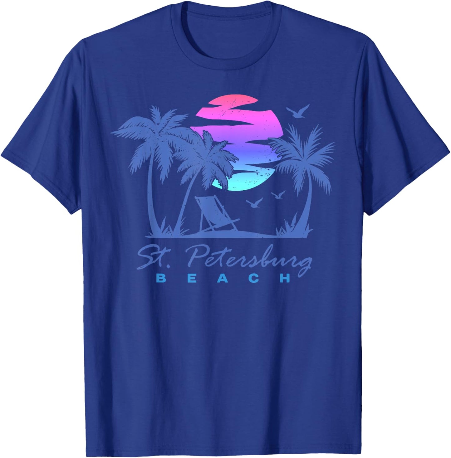 ST. PETERSBURG BEACH St Pete Florida Vacation Vintage Sunset Women Girls Kids T-Shirt - T-Shirt | Royal