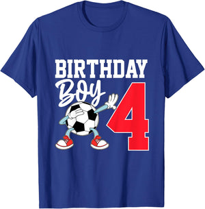 Kids 4th Birthday Shirt Boy Soccer Kids Football Four 4 Year Old T-Shirt - T-Shirt | Royal