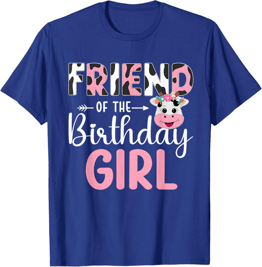 Friend Of The Birthday Girl Farm Cow 1 St Birthday Girl T-Shirt - T-Shirt | Royal